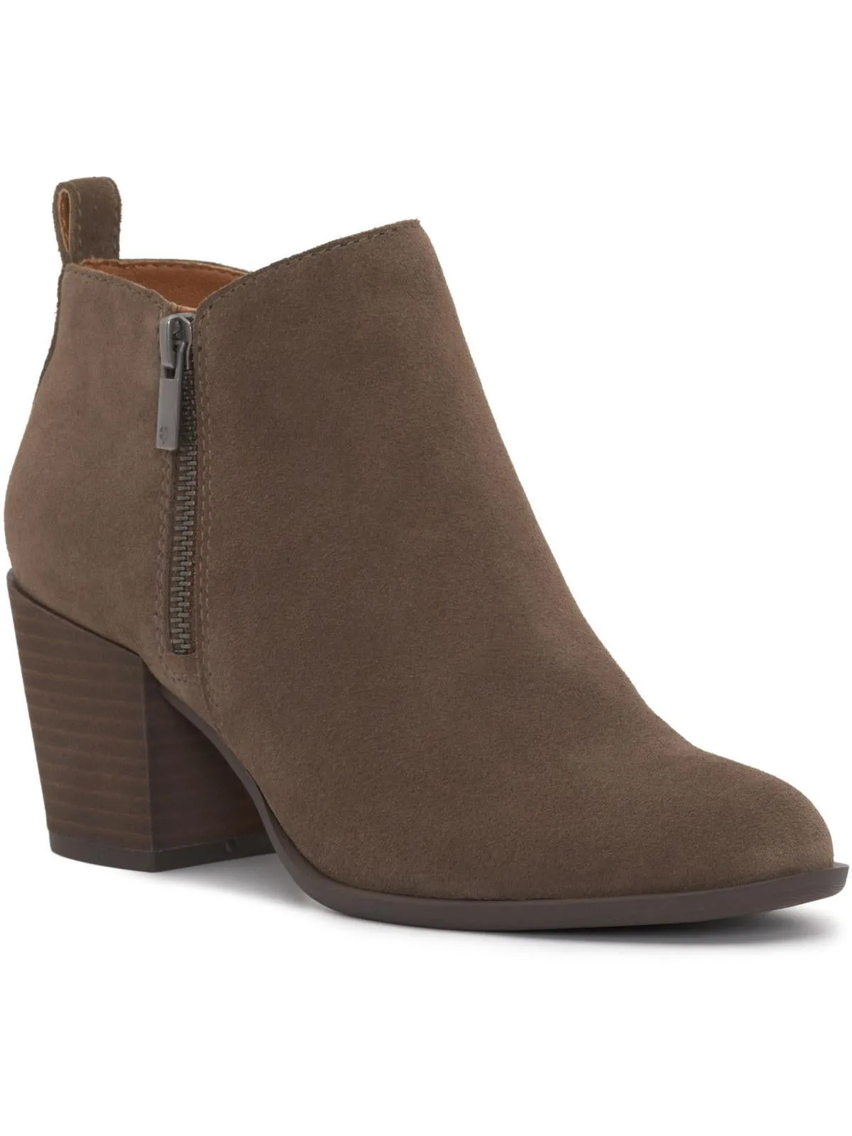 BASELMID Womens Leather Stacked Heel Ankle Boots