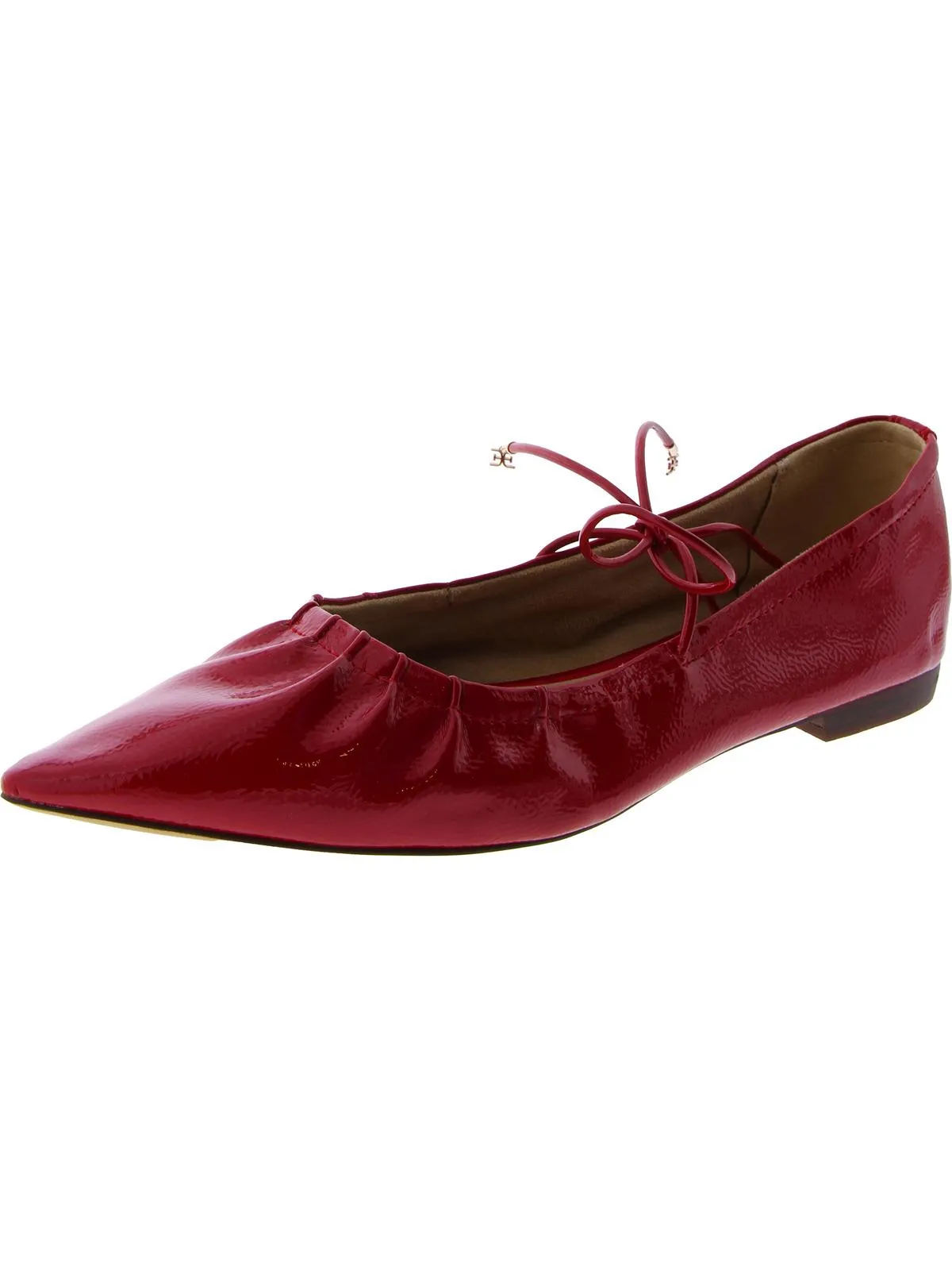 Bri Womens Leather Pointed Toe Flat Shoes